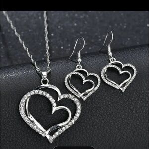 Elegant Silver Heart Jewelry Set